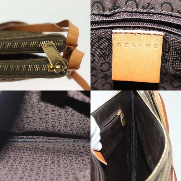 CELINE C Macadam Canvas Shoulder Bag Suede Brown Gold - Picture 11 of 13